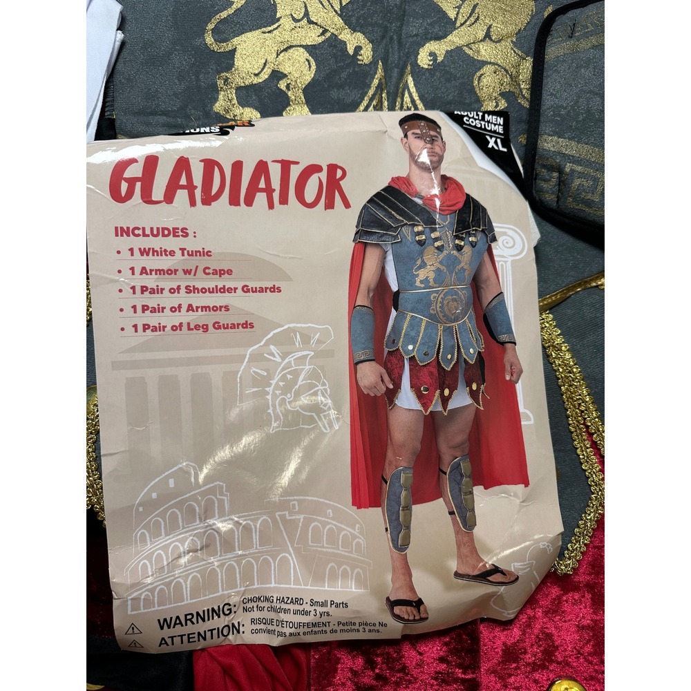 Spooktacular Creations Brave Roman Gladiator Mens XL Costume Set Grey Red 20090